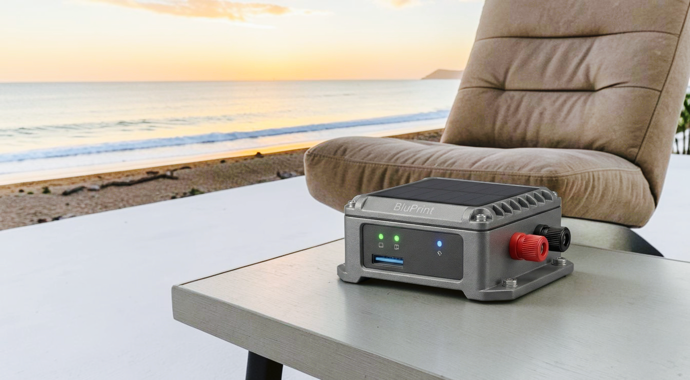 SriWatt device by the sea at sunset