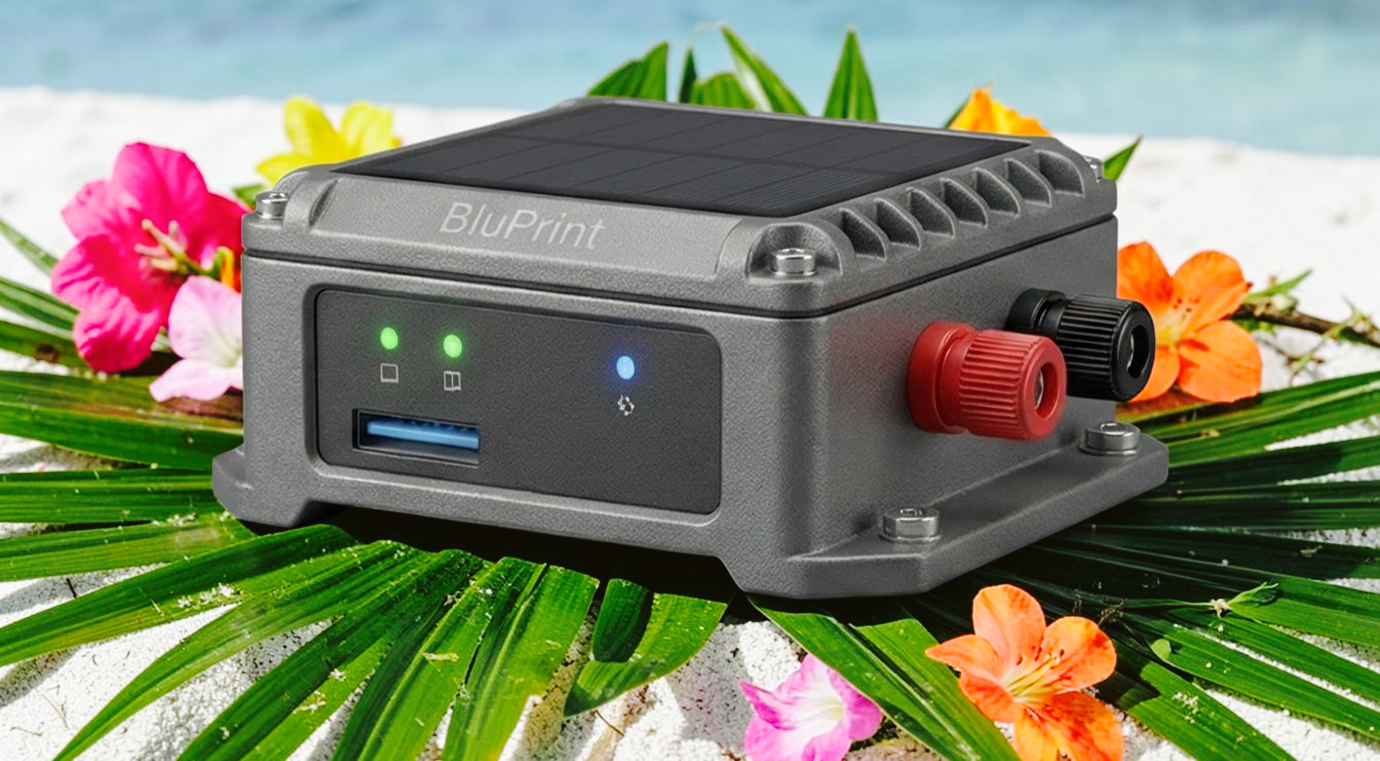 SriWatt device on a tropical beach